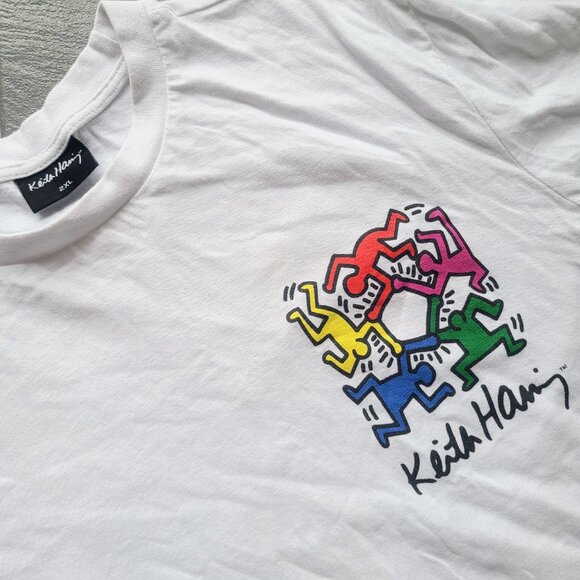 Keith Haring Dancing People Circle Short Sleeve Shirt Art Wear Size 2XL - Picture 2 of 3